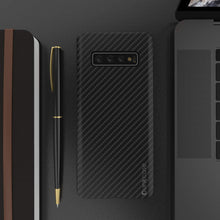 Load image into Gallery viewer, Galaxy S10 Case, Punkcase CarbonShield, Heavy Duty &amp; Ultra Thin 2 Piece Dual Layer PU Leather Black Cover 
