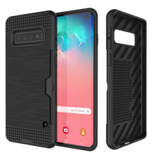 Charger l&#39;image dans la galerie, Galaxy S10 Case, PUNKcase [SLOT Series] [Slim Fit] Dual-Layer Armor Cover w/Integrated Anti-Shock System, Credit Card Slot [Black] (Color in image: Black)
