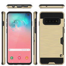 Charger l&#39;image dans la galerie, Galaxy S10 Case, PUNKcase [SLOT Series] [Slim Fit] Dual-Layer Armor Cover w/Integrated Anti-Shock System, Credit Card Slot [Gold] (Color in image: Navy)
