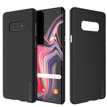 Load image into Gallery viewer, Galaxy S10e Plus Case, Punkcase CarbonShield, Heavy Duty &amp; Ultra Thin 2 Piece Dual Layer PU Leather Jet Black Cover (Color in image: Black)
