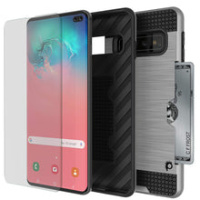 Charger l&#39;image dans la galerie, Galaxy S10+ Plus  Case, PUNKcase [SLOT Series] [Slim Fit] Dual-Layer Armor Cover w/Integrated Anti-Shock System, Credit Card Slot [Silver] (Color in image: Gold)
