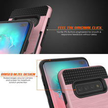 Charger l&#39;image dans la galerie, Galaxy S10+ Plus  Case, PUNKcase [SLOT Series] [Slim Fit] Dual-Layer Armor Cover w/Integrated Anti-Shock System, Credit Card Slot [Rose Gold] (Color in image: Black)
