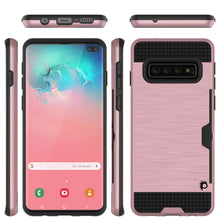 Charger l&#39;image dans la galerie, Galaxy S10+ Plus  Case, PUNKcase [SLOT Series] [Slim Fit] Dual-Layer Armor Cover w/Integrated Anti-Shock System, Credit Card Slot [Rose Gold] (Color in image: Pink)

