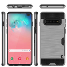 Charger l&#39;image dans la galerie, Galaxy S10+ Plus  Case, PUNKcase [SLOT Series] [Slim Fit] Dual-Layer Armor Cover w/Integrated Anti-Shock System, Credit Card Slot [Silver] (Color in image: Navy)

