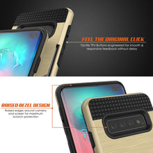Charger l&#39;image dans la galerie, Galaxy S10+ Plus  Case, PUNKcase [SLOT Series] [Slim Fit] Dual-Layer Armor Cover w/Integrated Anti-Shock System, Credit Card Slot [Gold] (Color in image: White)
