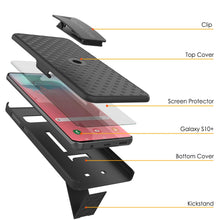 Charger l&#39;image dans la galerie, Punkcase Galaxy s10+ Plus Case With Screen Protector, Holster Belt Clip [Black] 
