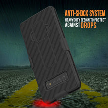 Charger l&#39;image dans la galerie, Punkcase Galaxy s10+ Plus Case With Screen Protector, Holster Belt Clip [Black] 
