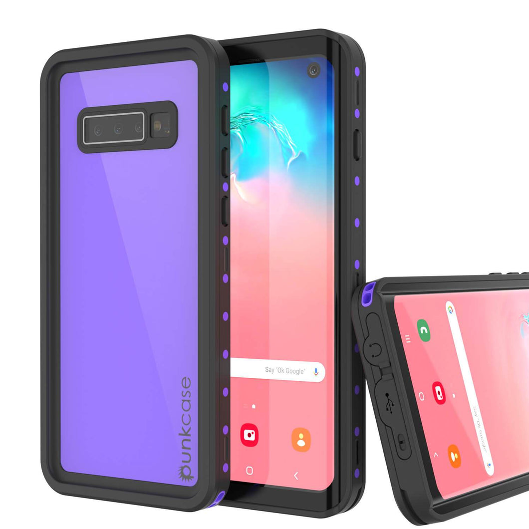 Galaxy S10 Waterproof Case PunkCase StudStar Purple Thin 6.6ft Underwater IP68 Shock/Snow Proof (Color in image: purple)