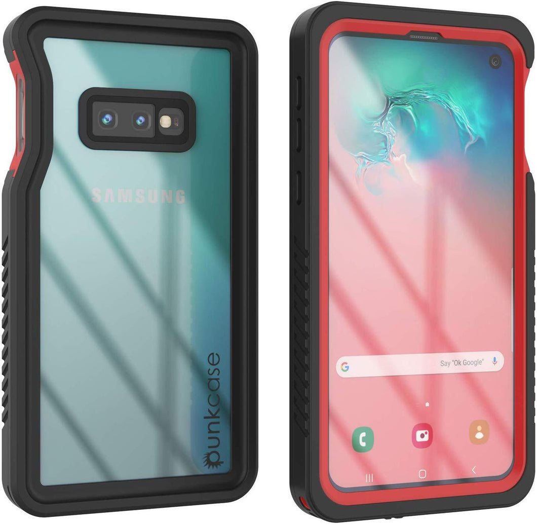 Galaxy S10 Water/Shock/Snowproof Slim Screen Protector Case [Red] (Color in image: Red)