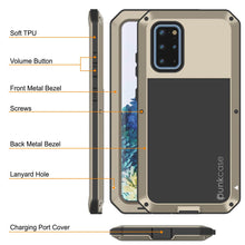 Charger l&#39;image dans la galerie, Galaxy s20+ Plus Metal Case, Heavy Duty Military Grade Rugged Armor Cover [Gold] 
