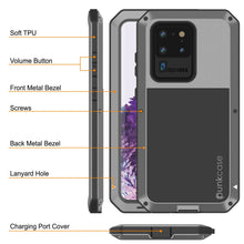 Charger l'image dans la galerie, Galaxy S20 Ultra Metal Case, Heavy Duty Military Grade Rugged Armor Cover [Silver] 
