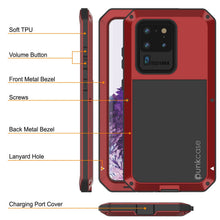 Charger l'image dans la galerie, Galaxy S20 Ultra Metal Case, Heavy Duty Military Grade Rugged Armor Cover [Red] (Color in image: Gold)
