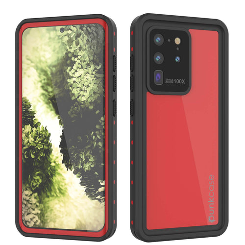 Galaxy S20 Ultra Waterproof Case PunkCase StudStar Red Thin 6.6ft Underwater IP68 Shock/Snow Proof (Color in image: red)