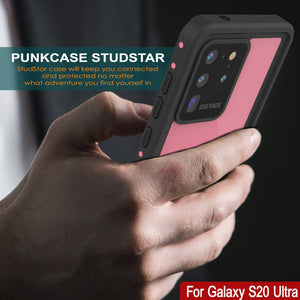 Galaxy S20 Ultra Waterproof Case PunkCase StudStar Pink Thin 6.6ft Underwater IP68 Shock/Snow Proof (Color in image: white)