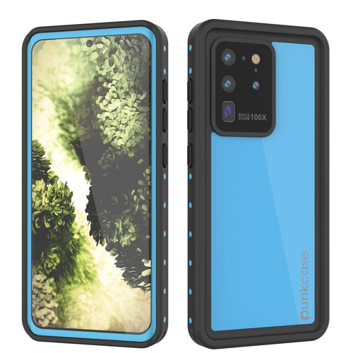 Galaxy S20 Ultra Waterproof Case PunkCase StudStar Light Blue Thin 6.6ft Underwater IP68 ShockProof (Color in image: light blue)