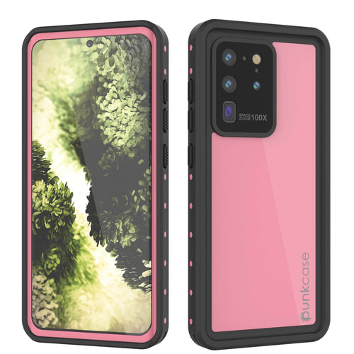Galaxy S20 Ultra Waterproof Case PunkCase StudStar Pink Thin 6.6ft Underwater IP68 Shock/Snow Proof (Color in image: pink)