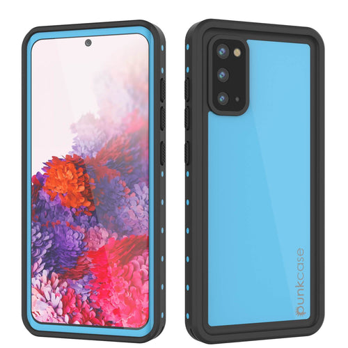 Galaxy S20 Waterproof Case PunkCase StudStar Light Blue Thin 6.6ft Underwater IP68 ShockProof (Color in image: light blue)