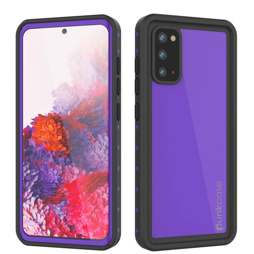 Galaxy S20 Waterproof Case PunkCase StudStar Purple Thin 6.6ft Underwater IP68 Shock/Snow Proof (Color in image: purple)
