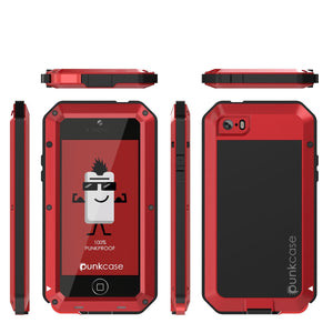 iPhone SE/5/5s Case, Punkcase® METALLIC Series RED w/ TEMPERED GLASS | Aluminum Frame (Color in image: Gold)