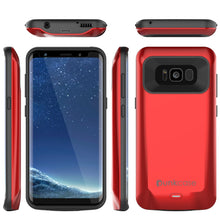 Charger l&#39;image dans la galerie, Galaxy S8 Battery Case, Punkcase 5000mAH Charger Case W/ Screen Protector | Integrated Kickstand &amp; USB Port | IntelSwitch [Red] (Color in image: Black)
