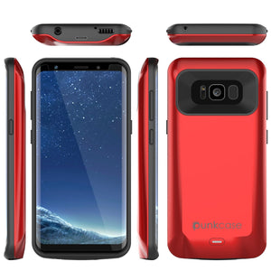 Galaxy S8 Battery Case, Punkcase 5000mAH Charger Case W/ Screen Protector | Integrated Kickstand & USB Port | IntelSwitch [Red] (Color in image: Black)