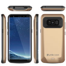 Load image into Gallery viewer, Galaxy S8 PLUS Battery Case, Punkcase 5500mAH Charger Case W/ Screen Protector | Integrated Kickstand &amp; USB Port | IntelSwitch [Gold] (Color in image: Black)
