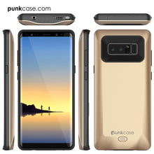 Load image into Gallery viewer, Galaxy Note 8 Battery Case, Punkcase 5000mAH Charger Case W/ Screen Protector | Integrated USB Port | IntelSwitch [Gold] (Color in image: Black)
