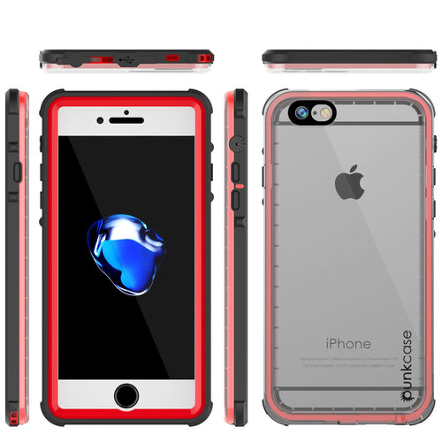Apple iPhone 7 Waterproof Case, PUNKcase CRYSTAL Red W/ Attached Screen Protector  | Warranty (Color in image: Black)
