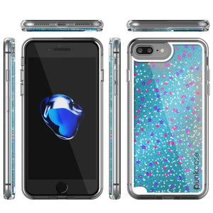 iPhone 8+ Plus Case, PunkCase LIQUID Teal Series, Protective Dual Layer Floating Glitter Cover (Color in image: pink)