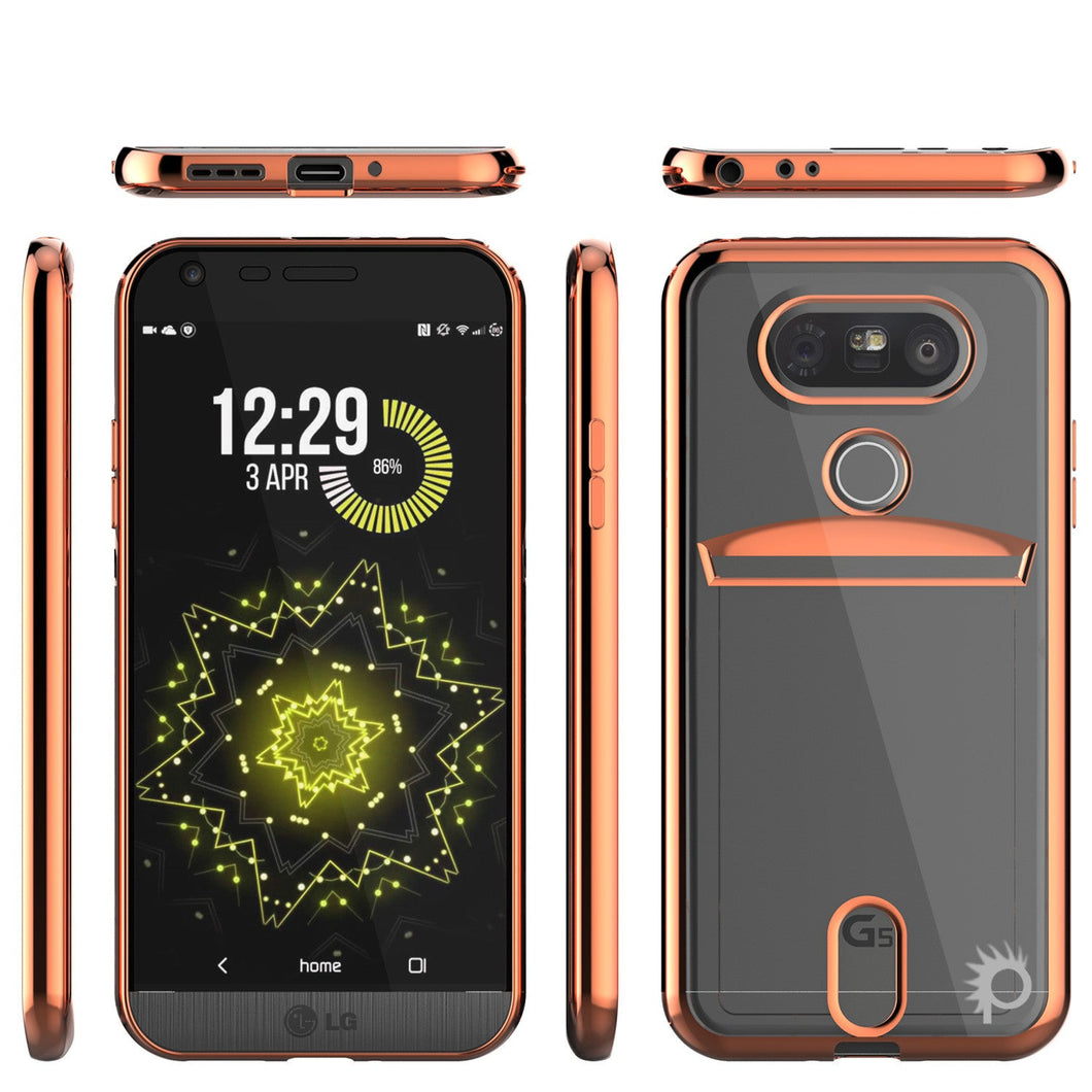 LG G5 Case, PUNKCASE® Rose Gold LUCID  Series | Card Slot | PUNK SHIELD Screen Protector (Color in image: Rose Gold)