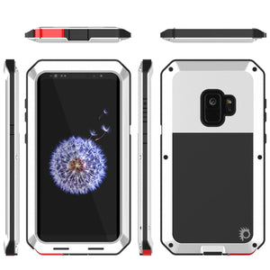 Galaxy S9 Metal Case, Heavy Duty Military Grade Rugged Armor Cover [shock proof] Hybrid Full Body Hard Aluminum & TPU Design [non slip] W/ Prime Drop Protection for Samsung Galaxy S9 [White] (Color in image: Black)