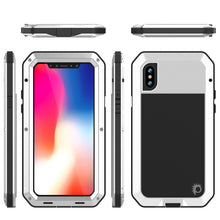 Load image into Gallery viewer, iPhone X Metal Case, Heavy Duty Military Grade Rugged White Armor Cover [shock proof] Hybrid Full Body Hard Aluminum &amp; TPU Design (Color in image: Black)
