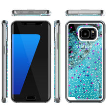 Load image into Gallery viewer, S7 Edge Case, Punkcase [Liquid Teal Series] Protective Dual Layer Floating Glitter Cover with lots of Bling &amp; Sparkle + PunkShield Screen Protector (Color in image: pink)
