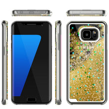 Load image into Gallery viewer, S7 Edge Case, Punkcase [Liquid GOLD Series] Protective Dual Layer Floating Glitter Cover with lots of Bling &amp; Sparkle + PunkShield Screen Protector (Color in image: pink)
