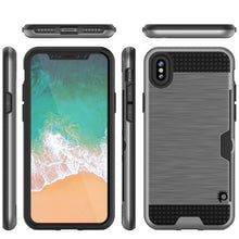 Load image into Gallery viewer, iPhone X Case, PUNKcase [SLOT Series] Slim Fit Dual-Layer Armor Cover &amp; Tempered Glass PUNKSHIELD Screen Protector for Apple iPhone X [Silver] (Color in image: Silver)
