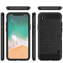 Load image into Gallery viewer, iPhone X Case, PUNKcase [SLOT Series] Slim Fit Dual-Layer Armor Cover &amp; Tempered Glass PUNKSHIELD Screen Protector for Apple iPhone X [Black] (Color in image: Black)
