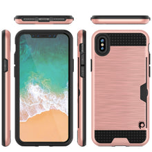 Load image into Gallery viewer, iPhone X Case, PUNKcase [SLOT Series] Slim Fit Dual-Layer Armor Cover &amp; Tempered Glass PUNKSHIELD Screen Protector for Apple iPhone X [Rose Gold] (Color in image: Gold)
