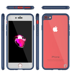 iPhone 7 Case [MASK Series] [NAVY] Full Body Hybrid Dual Layer TPU Cover W/ protective Tempered Glass Screen Protector (Color in image: pink)