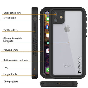 iPhone 12 Waterproof Case, Punkcase [Extreme Series] Armor Cover W/ Built In Screen Protector [Black] (Color in image: Purple)