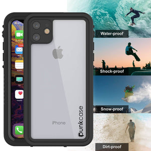 iPhone 12 Waterproof Case, Punkcase [Extreme Series] Armor Cover W/ Built In Screen Protector [Black] (Color in image: Red)