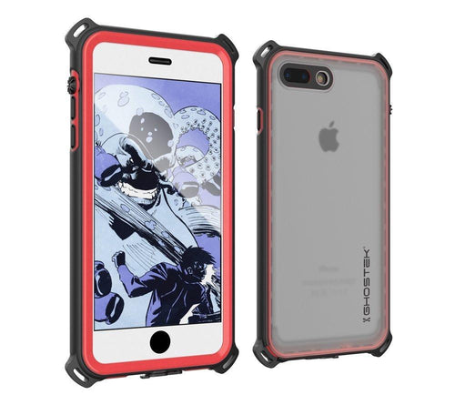 iPhone 8+ Plus Waterproof Case, Ghostek Nautical Series for iPhone 8+ Plus | Slim Underwater Protection | Adventure Duty | Swimming (Red) (Color in image: Red)