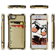 Load image into Gallery viewer, iPhone 8+Plus Wallet Case, Ghostek Exec Gold Series | Slim Armor Hybrid Impact Bumper | TPU PU Leather Credit Card Slot Holder Sleeve Cover (Color in image: Red)
