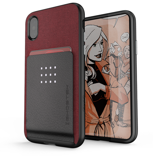 iPhone 8 Case , Ghostek Exec 2 Series for iPhone 8 Protective Wallet Case [RED] (Color in image: Red)