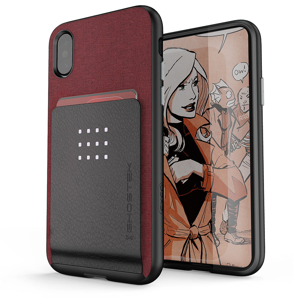 iPhone 8 Case , Ghostek Exec 2 Series for iPhone 8 Protective Wallet Case [RED] (Color in image: Red)