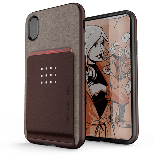 iPhone 7+ Plus Case, Ghostek Exec 2 Series for iPhone 7+ Plus Protective Wallet Case [BROWN] (Color in image: Black)