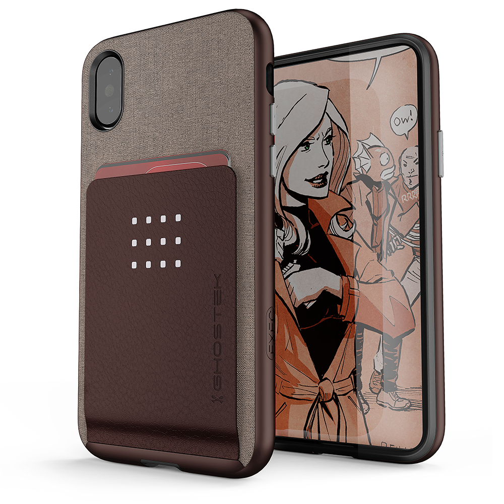 iPhone 8+ Plus Case, Ghostek Exec 2 Series for iPhone 8+ Plus Protective Wallet Case [BROWN] (Color in image: Brown)