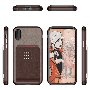 iPhone 7+ Plus Case, Ghostek Exec 2 Series for iPhone 7+ Plus Protective Wallet Case [BROWN] (Color in image: Silver)