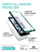 Load image into Gallery viewer, iPhone 7+ Plus case, Ghostek®  Nautical Series  for  iPhone 7+ Plus Rugged Heavy Duty Case |  Teal (Color in image: Black)
