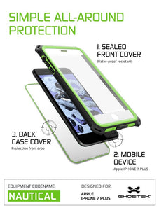 iPhone 7+ Plus case, Ghostek®  Nautical Series  for iPhone 7+ Plus Rugged Heavy Duty Case |  GREEN (Color in image: Pink)