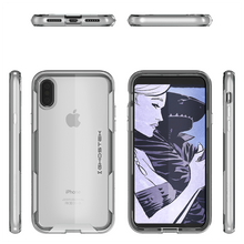 Load image into Gallery viewer, iPhone X Case, Ghostek Cloak 3 Series Ultra Slim Clear Hybrid Shockproof Protective Cover Designed for iPhone 10 – Supports Wireless Charging | Silver (Color in image: Teal)
